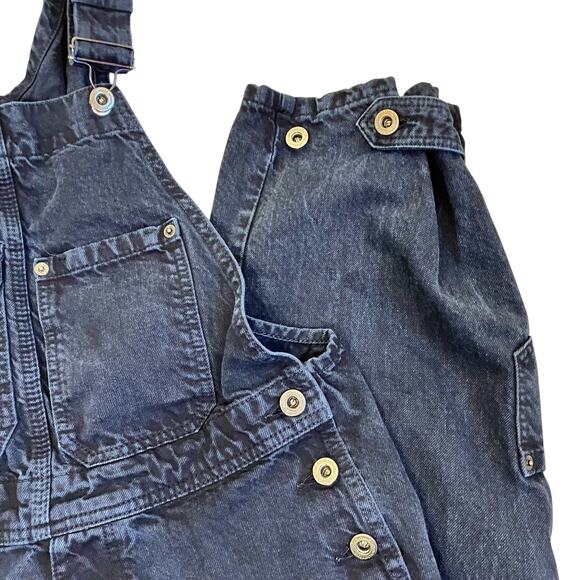 Zara Sz XS Carpenter Bib Overalls Cropped Relaxed Washed Black Utility Grunge - Picture 7 of 16
